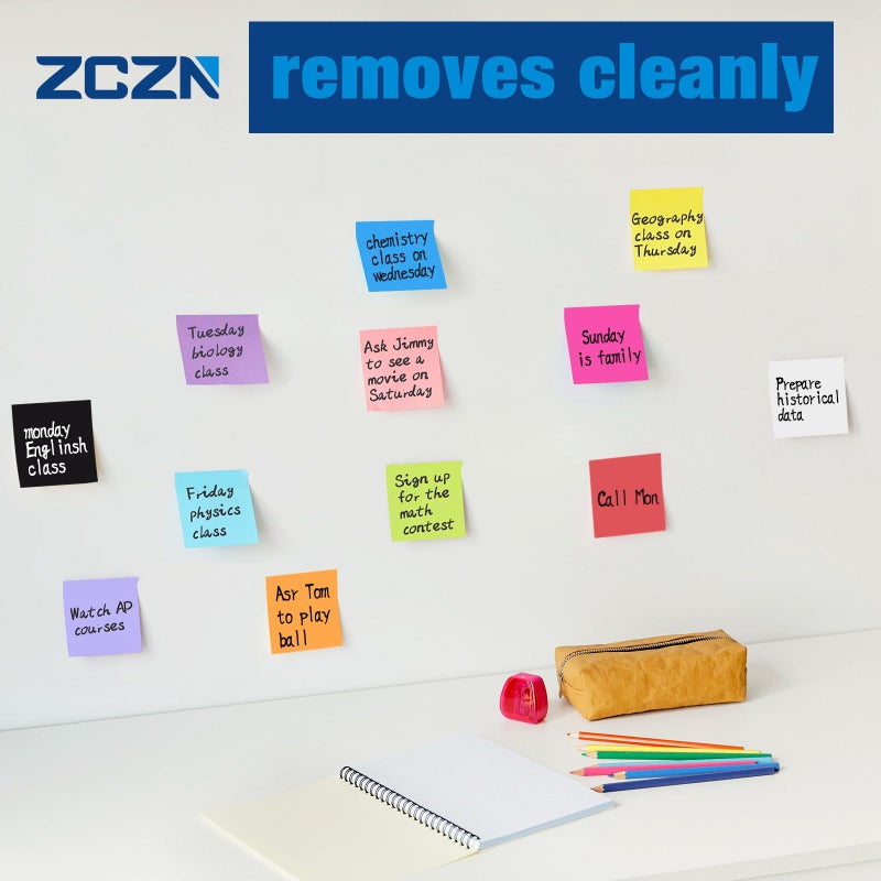 ZCZN Black Sticky Notes,3 x 3 in,100 Sheets/Pad,4 Pads/Pack - Image 5